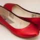 Ready 2 Ship Size 11 Wide Glitter Candy Apple Red Ballet Flats Slippers Shoes