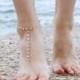Moonstone Barefoot Sandal - Bohemian Foot Jewellery - Bride Feet Jewellery - Beach Shoes - Slave Anklet - Nude Shoes - Moonstone Chain