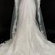 Alencon Lace Wedding Veil, Cathedral Length bridal veil, with monogram