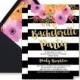 BACHELORETTE PARTY INVITATION Black White Stripe Bridal Shower Invites Gold Glitter Flower Wedding Hens Free Shipping or DiY Printable- Mady