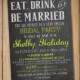 Chalkboard Bridal Shower Invitation - "Eat Drink and Be Married" Lime Green Chalkboard Wedding Shower Template - DIY Wedding
