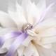 Wedding Ring Pillow- Ivory Flower on Lavender Silk Bridal Ring Pillow