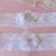 Lace Wedding Garter Set Chiffon Flower Crystal Monogram