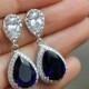 something blue wedding jewelry ,post  sapphire blue earring , blue bridal jewelry