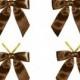 50 Brown Satin Ribbon Bows Twist-Tie 