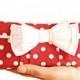 Red Polka Dots Zippered Wedding Clutch with White Bow
