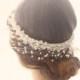 Vintage pearl bridal headpiece, 1970s or 1980s wedding hair crown, Pearl spray head piece, Dead stock vintage