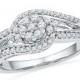 1/2 Carat Diamond Cluster Ring, White Gold or Sterling Silver Engagement Ring