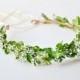 Green flower crown, Woodland wedding hair accessories, Bridal headpiece, Floral wreath, Bohemian - GAIA