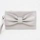 Promotional sale   - -Silver grey bow wristelt clutch,bridesmaid gift ,wedding gift ,make up bag,zipper