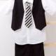 Black Vest And Shorts, A Short Sleeve White Button-up And Striped Tie - Light In The Box Kids Attire 