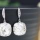 Wedding Jewelry Bridal Earrings Bridesmaid Earrings Dangle Earrings Clear White Swarovski Crystal Square drop Earrings