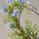 Blue flower crown, floral crown, woodland headband, moss tiara, whimsical hair accessories