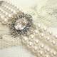 Vintage bridal bracelet, pearl bracelet, wedding jewelry with Swarovski pearls, Swarovski crystal and antique silver accents