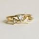Diamond Engagement Set, Open Diamond Ring With 0.2 Carat Trillion Diamond Ring, 18k Gold
