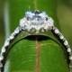 CUSTOM Made - Diamond Engagement Ring - 1.61carat  Round - Split Shank-  Halo - Pave - Antique Style - 14K white gold - New