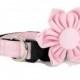 Wedding dog collar-Pink  Dog Collar with flower set  (Mini,X-Small,Small,Medium ,Large or X-Large Size)- Adjustable