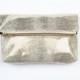 EMMA Gold Leather Clutch. Gold Leather Fold Clutch. Metallic Leather Pouch. Metallic Gold Wedding Clutch.