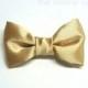 Satin Gold Clip on Bow Tie / Satin Bow Tie / Boy Bowtie / Gold Toddler Bowtie / Gold Ring Bearer Bow Tie / Gold Bowtie / Boy Wedding Bow Tie