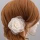 Pure Silk Bridal Hair Flower, Rose Wedding Hair Flower, Ivory Bridal Hair Piece, Hairpiece, Bridal Hair Accessory, Freshwater Pearl, Flower