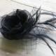 Black hair flower Feathers hair clips Black fascinator Black hair clips Black hair feathers clips Black tulle headpiece Black flower gift