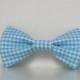 Aqua Blue Gingham Dog Bow Tie Wedding Accessories Easter Collar Made To Order