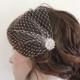 Bridal Comb with veil, Wedding Birdcage Veil, Bird Cage Veil,Rhinestone Fascinator Comb,Wedding Birdcage Veil,Wedding headpiece
