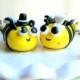 Bee Wedding Cake Topper, Polymer Clay Bumblebee Cake Topper Customizable