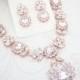 Rose Gold Statement necklace, Rose Gold Bridal necklace set, Wedding jewelry set, Crystal necklace, Crystal earrings, Bridal jewelry
