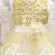 Flower Girl Sequin Dress, Flower Girl Dresses in Many colors Communion White dress, (ets0155gld)