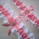 Pink and White Garter Set, Keepsake and Toss-away Garter Set, Ribbon Garter, Prom Garter, Pink Garter, Bridal Garter, Wedding Garter