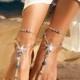 Beach wedding barefoot sandals-Bridal foot jewelry-Rhinestone starfish barefoot sandals-Barefoot Sandals-Bridal shoes-Footless sandals-Blue