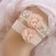 Vintage Bridal Garter, Wedding Garter Set, Lace Garter, Toss Garter included Ivory with Rhinestones and Pearls Custom Wedding colors