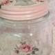 SALVAGED Vintage Ball Squat Pint Jar Cottage Pink Roses