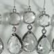 Set of 5 Crystal Glass Silver Braid Bridesmaid Earrings, Bridesmaid Jewelry, Wedding Earrings, Bridesmaid Gift, Bridal Set (M402S5)