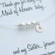 Personalized Maid of Honor Gifts, Personalized Pearl Bracelet, Initial Bracelet, Thank you gift for bridesmaid, Maid of Honor Thank you Card
