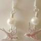 Pearl Bird Earrings Silver Sparrow Earrings Jewelry Bird with Pearls Bridesmaids Earrings Weddings