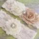 NEW wedding garter / ivory wedding garter set / lace garters / vintage wedding garter / rustic wedding garter / toss garter  keepsake garter