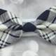 Navy & Cream Plaid Pet Bow / Bow Tie - Cat Dog Bow