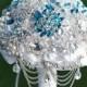 Turquoise Wedding Brooch Bouquet. Deposit "Blue Passion" Bridal broach bouquet, Crystal Heirloom Bouquet by Ruby Blooms