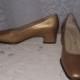 Vintage 1980s Gold Leather Low Heel Easy Spirit Dress Shoes - Size 6 - Perfect for Weddings - Bride - Mother of Bride or Groom