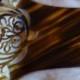 Antique large Edwardian faux tortoiseshell Mantilla comb hair ornament celluloid 6 1/2 ins long comb