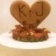 Fall Wedding Cake Topper Rustic Wooden Heart