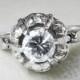 Antique Engagement Ring Half Carat Diamond Engagement Ring 14K Gold Antique Diamond Halo Ring Vintage Deco Engagement Ring