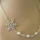 Bridesmaid Jewelry Winter Wedding Set of 5 Snowflake and Pearl Bridal Necklaces
