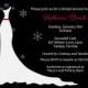 Winter Bridal Shower Invitations, Black, White Wedding Gown, Red Sash, Snowflakes, Set of 10 Cards, FREE Shipping, WIGOO, Winter Gown Onyx