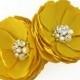 Bright Yellow Flower Hair Pins - Shoe Clip For a Bride, Bridesmaids, Flower Girl, Special Event, Photo Prop, Gift - Many Colors - Kia