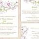 DIY Wedding Invitation Template Set Editable Text Word File Download Printable Colorful Invitation Flower Wedding Invitation Bird Invitation