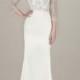 JW16069 simple plain sheath wedding dress with sparkles bolero