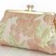 Gold Thread Brocade Clutch Bag in Pink and Green 